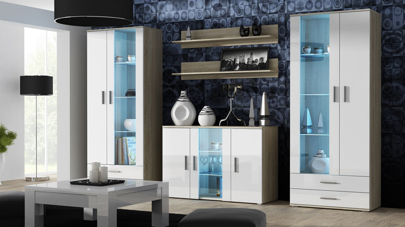 Cama Sideboard 120 cm SOHO S7 Sonoma Eiche/Weiß Hochglanz