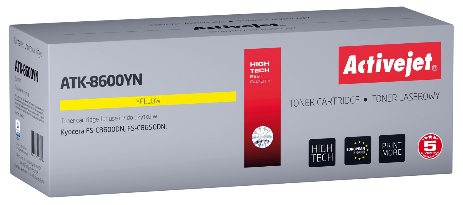 Activejet ATK-8600YN toner (replacement for Kyocera TK-8600Y; Supreme; 20000 pages; yellow)