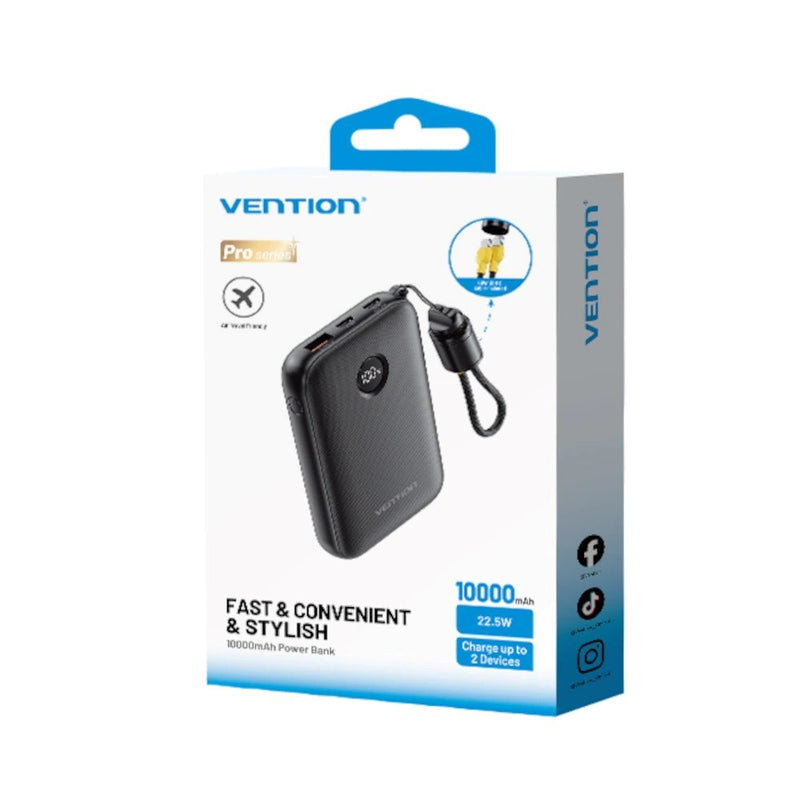 Vention 10000mAh Powerbank 2xUSB-C 1xUSB-A 22.5W, schwarz