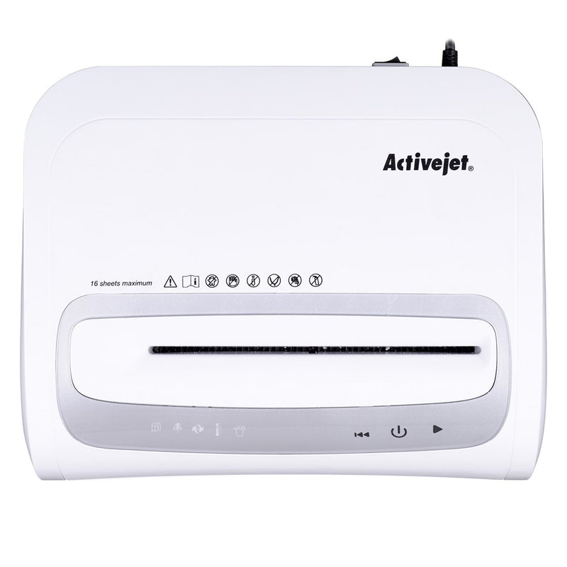 Aktenvernichter Activejet ASH-1602M, P-5, 28 l, 2x14 mm Partikel, weiß