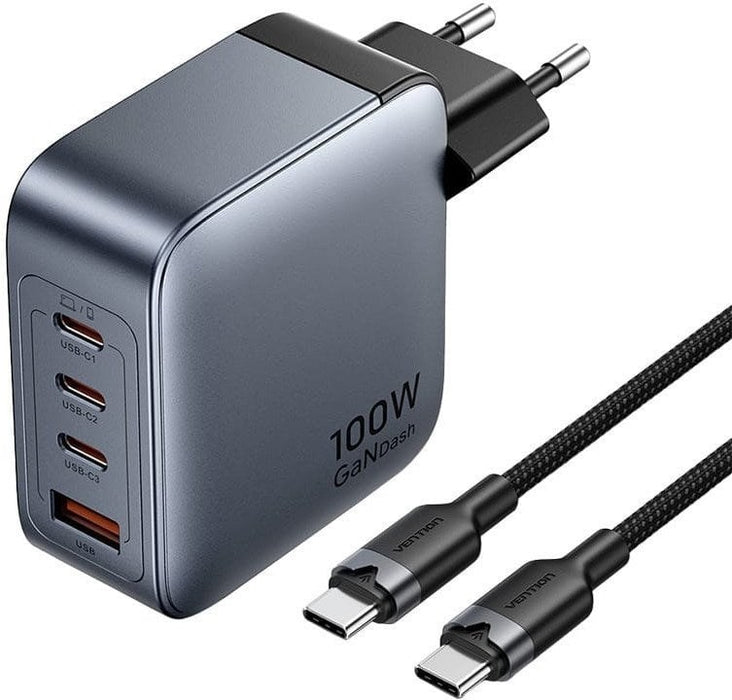 Vention 100W charger 1xUSB-A 3xUSB-C + cable