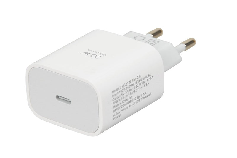 Wall charger iBOX C-37 GaN PD20W, white