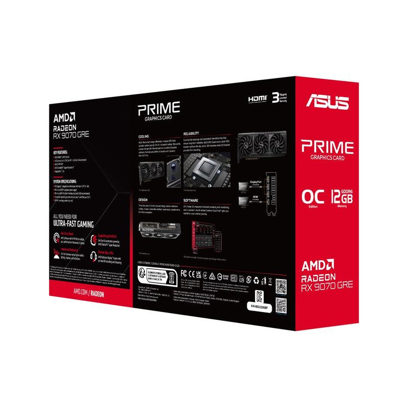 ASUS Prime -RX9070GRE-O12G AMD Radeon RX 9070 GRE 12 GB GDDR6