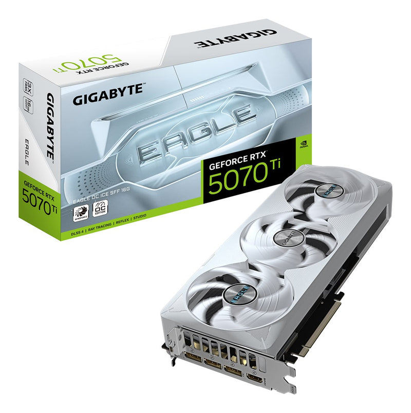 GIGABYTE GeForce RTX 5070 Ti EAGLE OC ICE SFF 16G Graphics Card - 16GB GDDR7, 256bit, PCI-E 5.0, 2542 MHz Core Clock, 3 x DP 2.1a, 1 x HDMI 2.1b, NVID