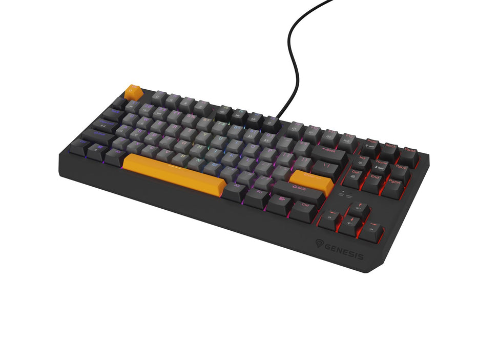 GENESIS Thor 230 TKL keyboard Gaming USB QWERTY Black, Grey, Orange