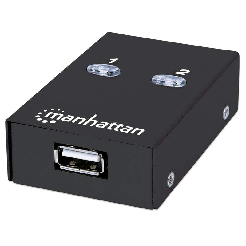 Manhattan USB-A Automatic Sharing Switch, 2x USB-B Ports, 480 Mbps (USB 2.0), Dual Control (Auto-Sensing or Manual), USB powered (no external power su