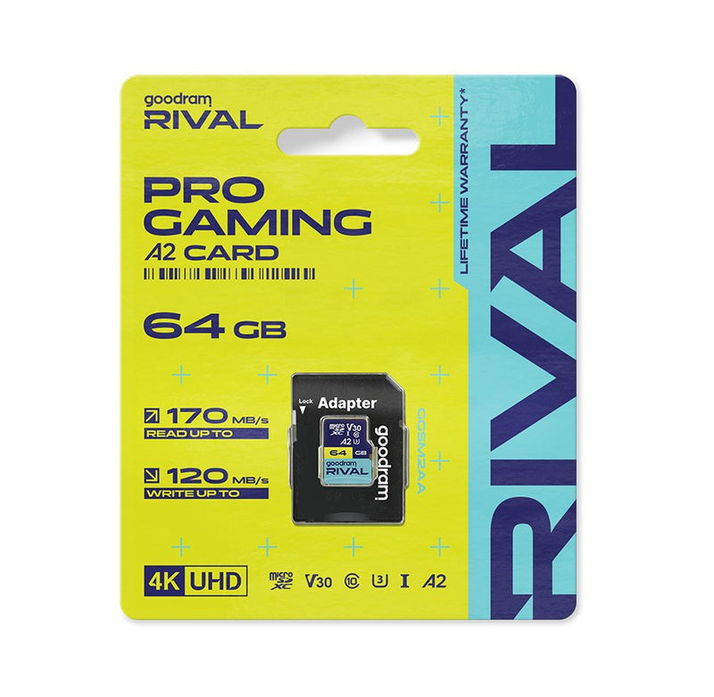 GOODRAM RIVAL M2AA 64 GB MicroSDXC V30 A2 UHS-I U3 + adapter (GGSM2AA-0640R12)
