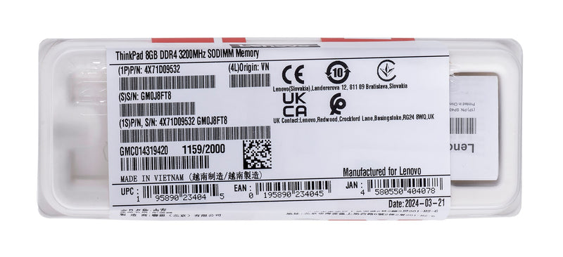 Lenovo 4X71D09532 memory module 8 GB 1 x 8 GB DDR4 3200 MHz