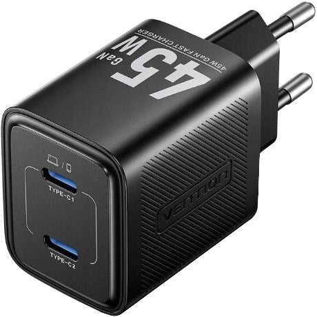 Vention 45W PD - GaN Ladegerät, 2x USB-C (schwarz)