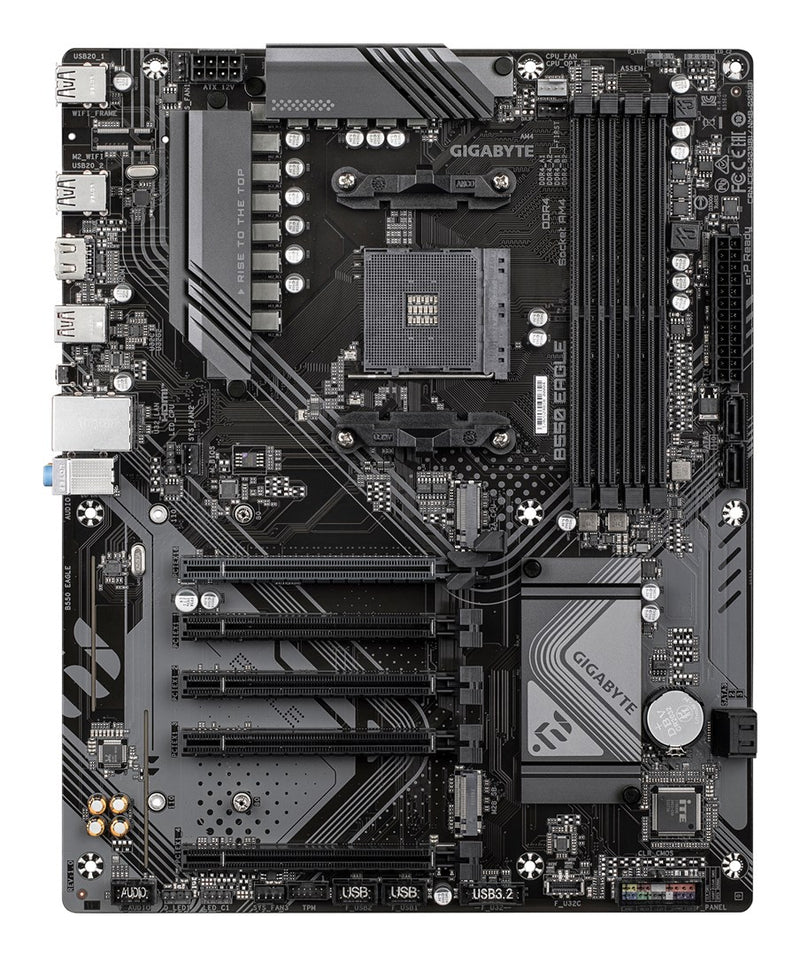 GIGABYTE B550 EAGLE Motherboard - AMD Ryzen 5000 G-Series CPUs, 10+3+1 Phases VRM, up to 3200MHz DDR4, 1xPCIe 4.0 + 1xPCIe 3.0 M.2, 1GbE LAN, USB 3.2