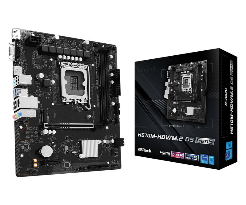 Asrock H610M-HDV/M.2 D5 Gen5 Intel H610 LGA 1700 micro ATX