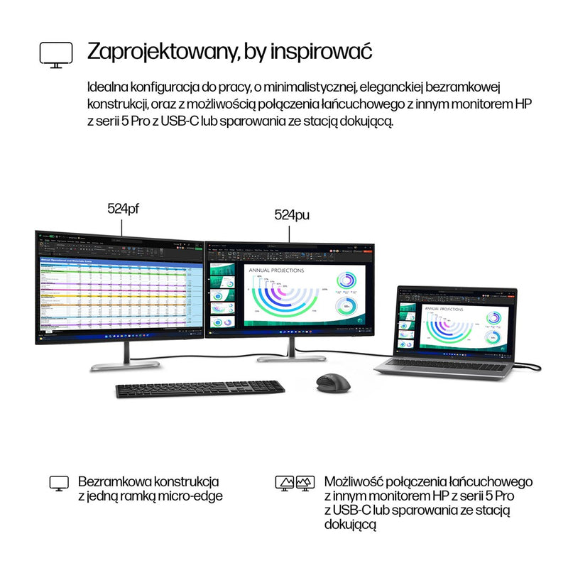 HP S5 Pro 524PF Monitor - FHD 23.8" (1920 x 1080) 100Hz, IPS, 5 ms, HDMI, DisplayPort