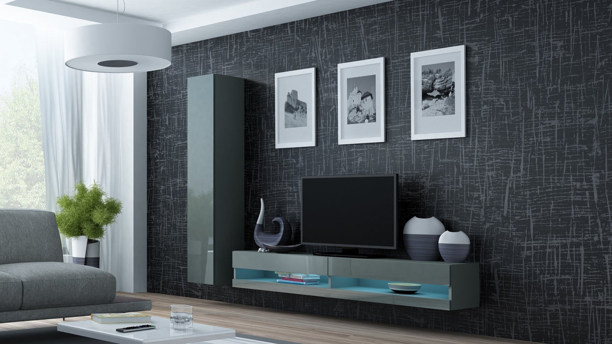 Cama Living room cabinet set VIGO NEW 9 grey/grey gloss