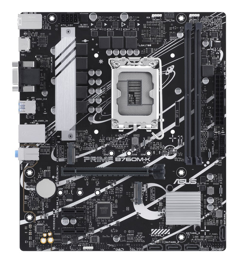ASUS PRIME B760M-K - Motherboard - micro ATX - LGA1700-Sockel - B760 Chipsatz - USB 3.2 Gen 1 - 2.5 Gigabit LAN - integrierte Grafik (CPU erforderlich) - HD