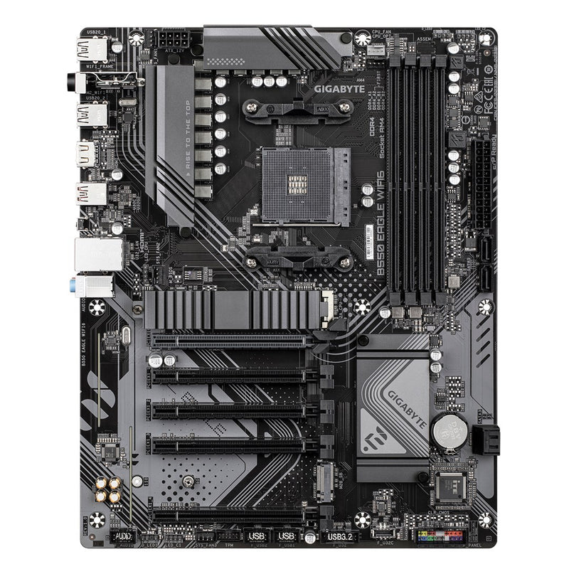 GIGABYTE B550 EAGLE WIFI6 Motherboard - AMD Ryzen 5000 G-Series CPUs, 10+3+1 Phases VRM, up to 3200MHz DDR4, 1xPCIe 4.0 + 1xPCIe 3.0 M.2, 1GbE LAN, WI