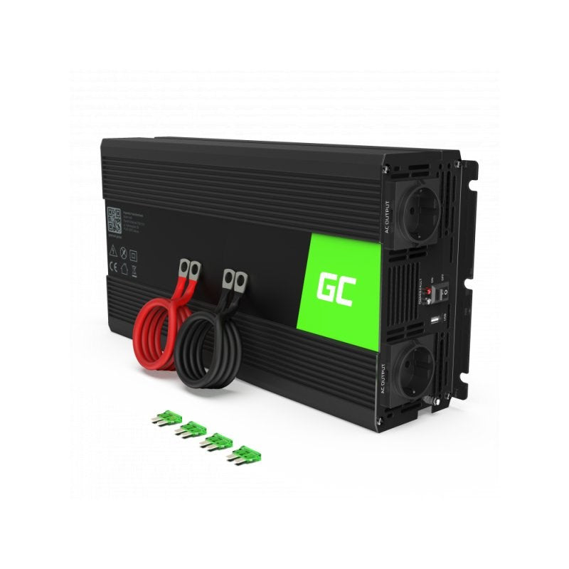 "Green Cell KFZ Spannungswandler Power Inverter 24V > 230V 3000/6000W Black"