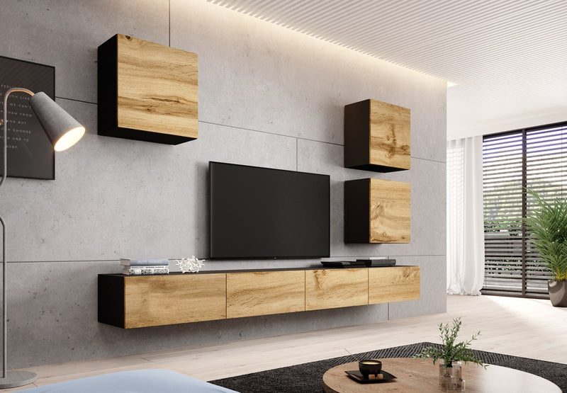 Cama Quadratschrank VIGO 50/50/30 schwarz/Wotan Eiche