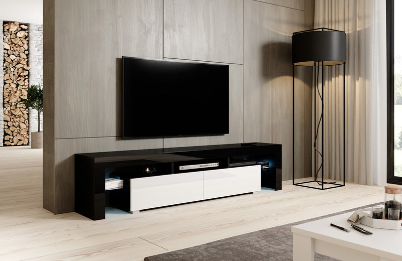 Cama TV stand TORO 200 black/white gloss