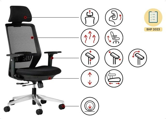 Chaise de bureau ergonomique SPECTRUM noire