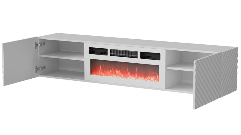 Cama RTV cabinet LARA 183x35x37 white matt + white mantelpiece