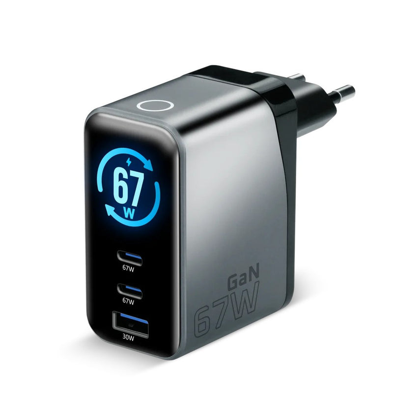 Charger GaN 1 x USB, 2 x USB-C Quick Charge 4+ 67W black