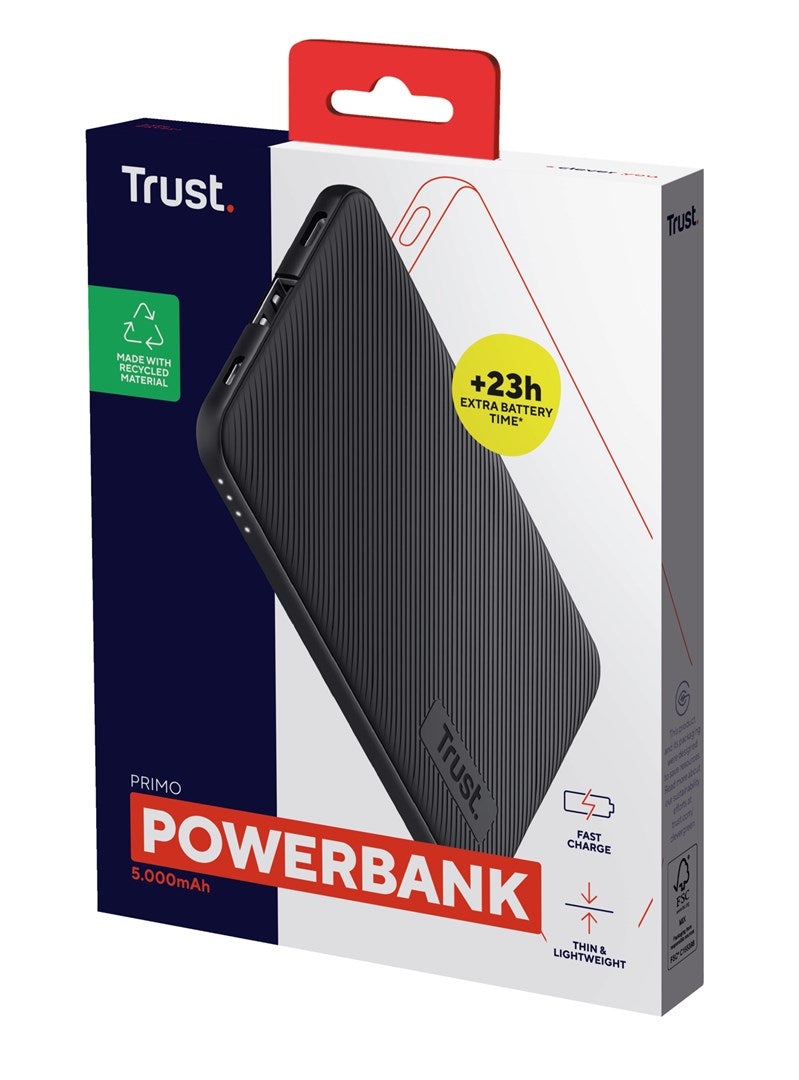 Trust Primo - 5000 mAh lithium-ion (Li-Ion) power bank (black)