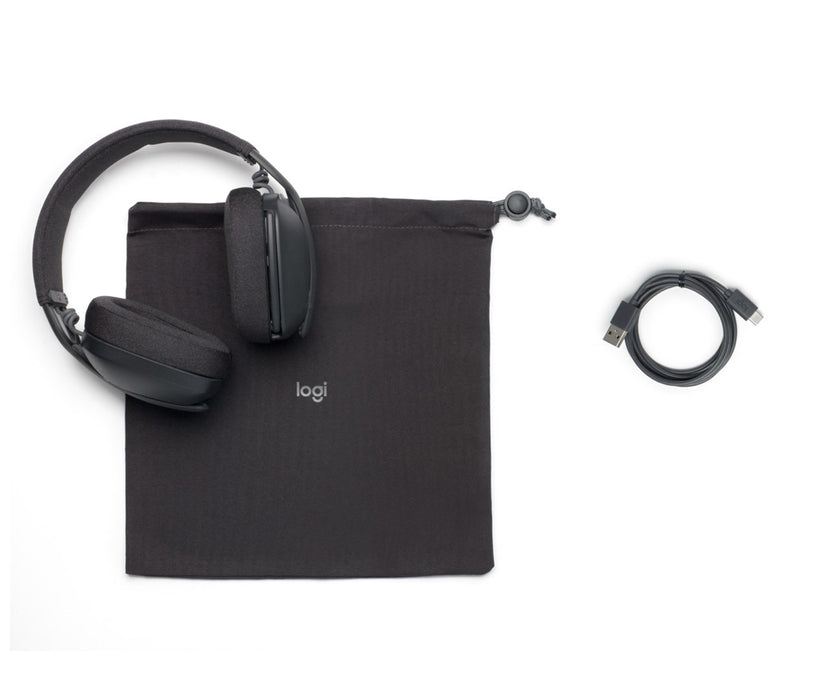 Logitech Zone Vibe 100 - Headset - full size - Bluetooth - wireless - graphite