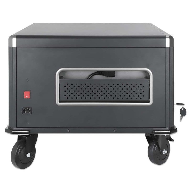 Manhattan Laptop Charging Cabinet Desktop via AC Adapter (EU) 20-bay, Install device's AC Adapter (power cables) into unit, Suitable for ALL laptops (