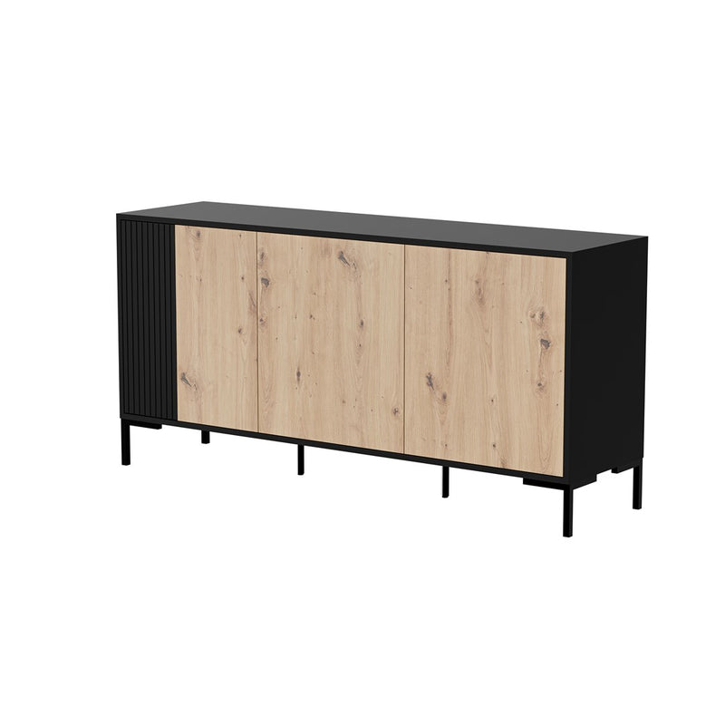 Commode Cama MERCI 151 x 40 x 74 cm noir/chêne artisan