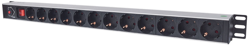 Intellinet Vertical Rackmount 12-Output Power Distribution Unit (PDU), EU CEE 7/3 Outlets, With On/Off Switch and Overload Protection, Built-in 1.8m P