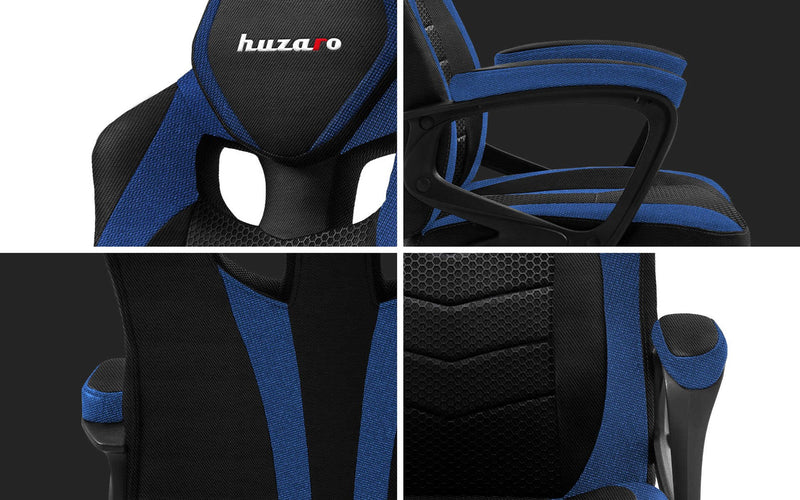 Huzaro FORCE 2.5 BLUE MESH Gaming-Sessel Netzbespannter Sitz Schwarz, Blau