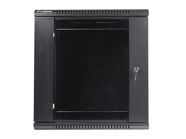 Lanberg wall-mounted installation rack cabinet 19'' 12U 600x450mm black (glass door)