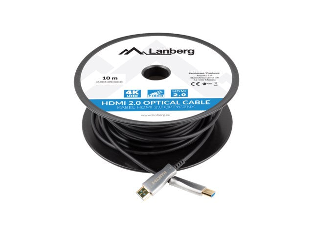 CÂBLE HDMI LANBERG M/M V2.0 10M OPTIQUE AOC NOIR CA-HDMI-20FB-0100-BK