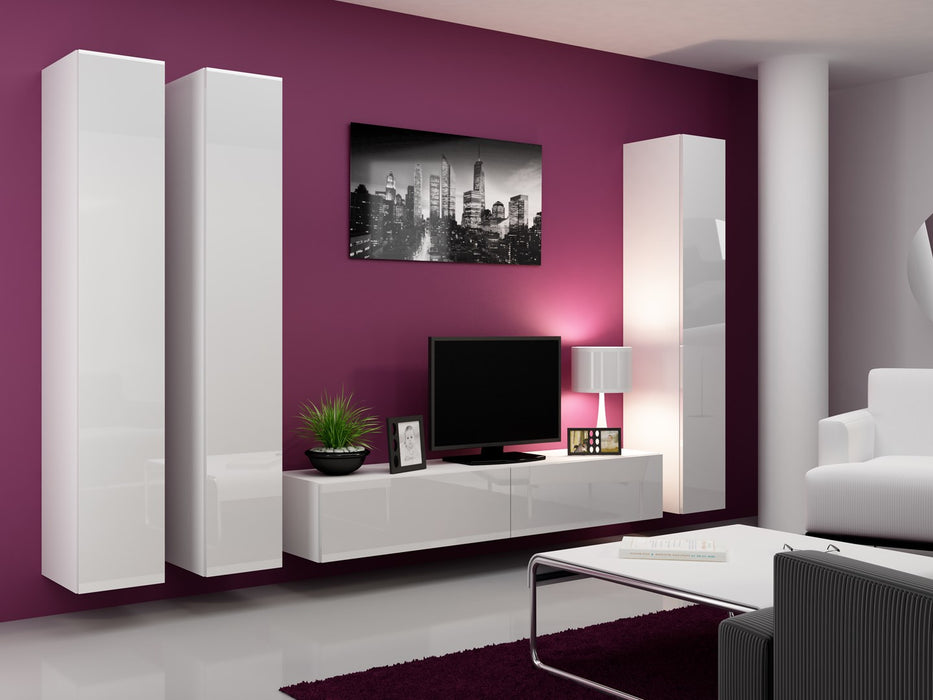 Cama living room cabinet set VIGO 1 white/white gloss