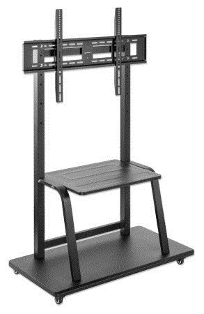 Manhattan TV & Monitor Mount, Trolley Stand, 1 screen, Screen Sizes: 37-100", Black, VESA 200x200 to 800x600mm, Max 150kg, Shelf and Base for Laptop o