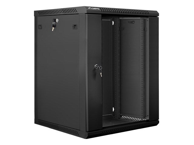 Lanberg wall-mounted installation rack cabinet 19'' 15U 600x600mm black (glass door)