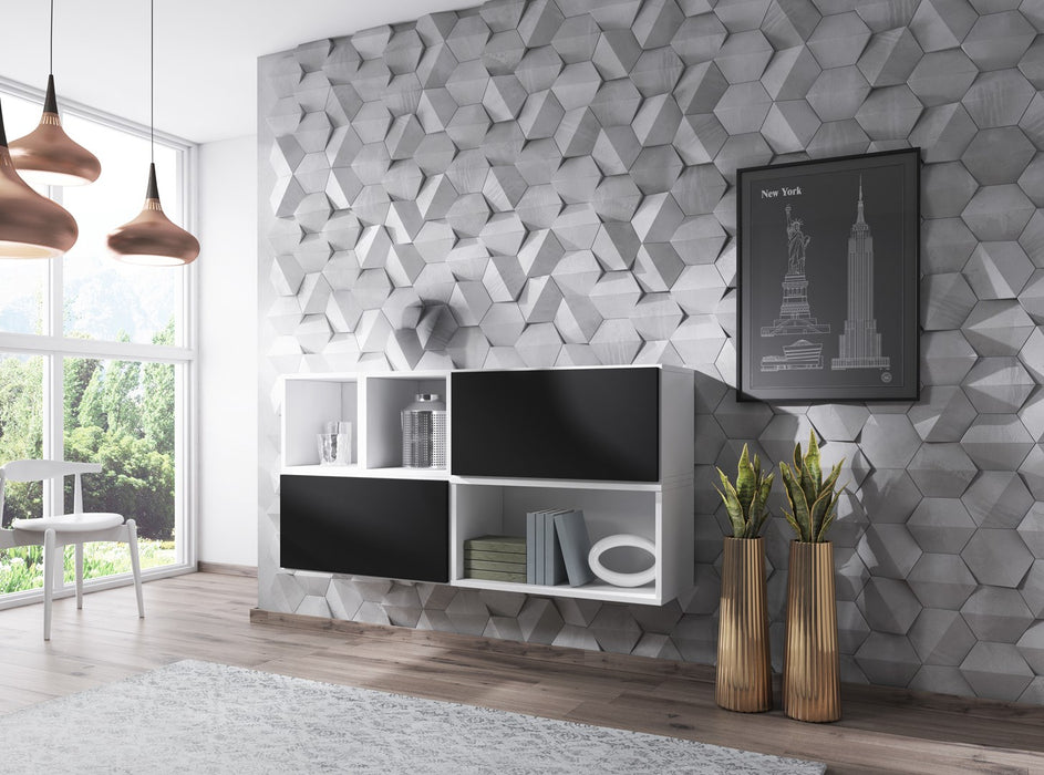 Cama living room furniture set ROCO 15 (RO4+2xRO3+2xRO6) white/white/black