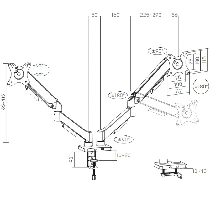 HQ LCD TV mount 17"-32" for desk with double joint
