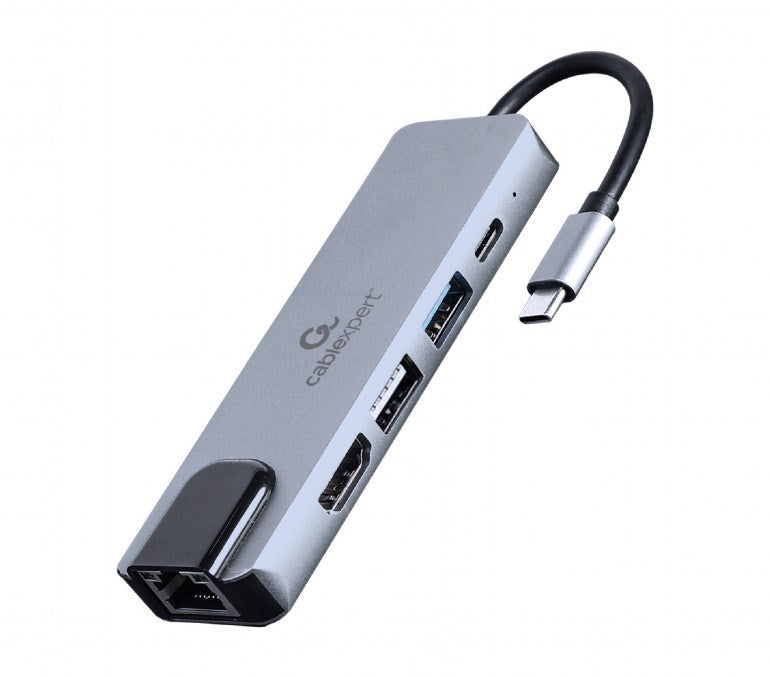 Adaptateur multiport 5-en-1 USB Type-C Gembird A-CM-COMBO5-04 (Hub + HDMI + PD + LAN)