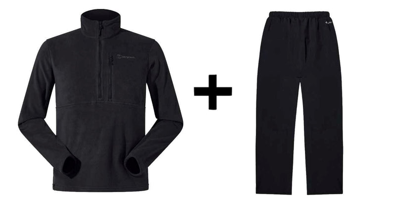 Berghaus Prism PT HZ sweatshirt, size L, black + Berghaus HILLWALKER OVRTRS AM BLK/BLK, size L