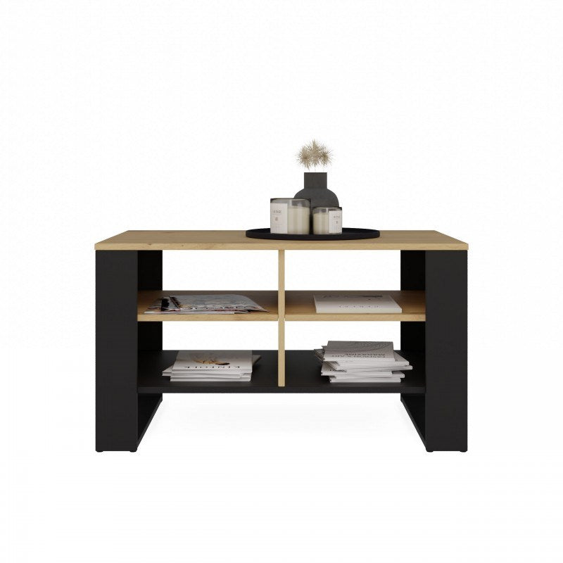 MODERN 4P ARTISAN COFFEE TABLE WITH BLACK LEGS