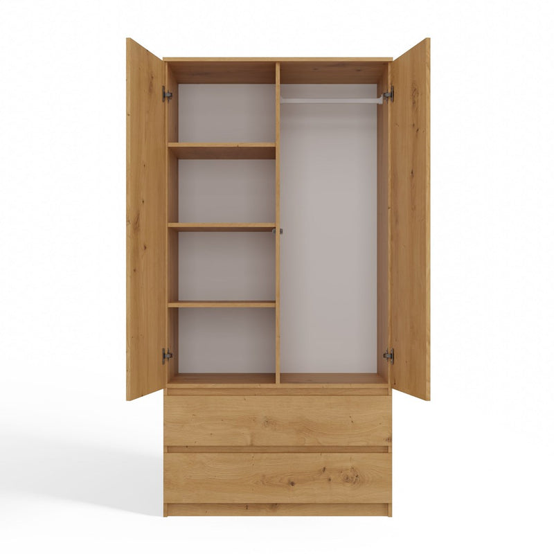 Topeshop SZAFA MALWA ART bedroom wardrobe/closet 5 shelves 2 door(s) Oak