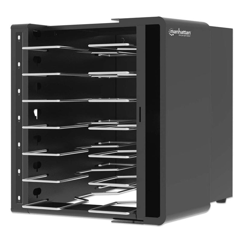 Manhattan Laptop Charging Cabinet Desktop via USB-C 16" 7-bay via USB-C 65W, Suitable for USB-C laptops (to 16"), iPads, MacBooks, Chromebooks, other