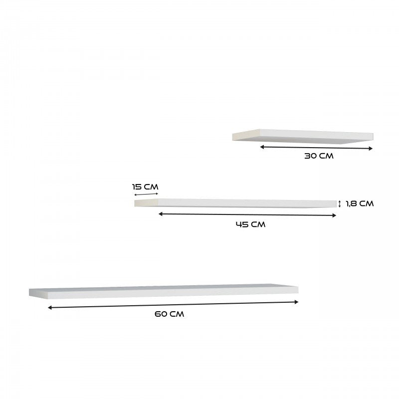 Topeshop TOBI 3P BIEL shelve Floating shelf Wall mounted Particle board White