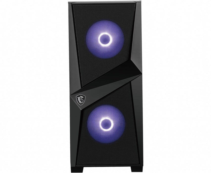 MSI MAG FORGE 100M Mid Tower Gaming Computer Case 'Black, 2x 120mm ARGB PWM Fan, 1x 120mm Fan, 1-6 ARGB Hub, Mystic Light Sync, Tempered Glass Panel,