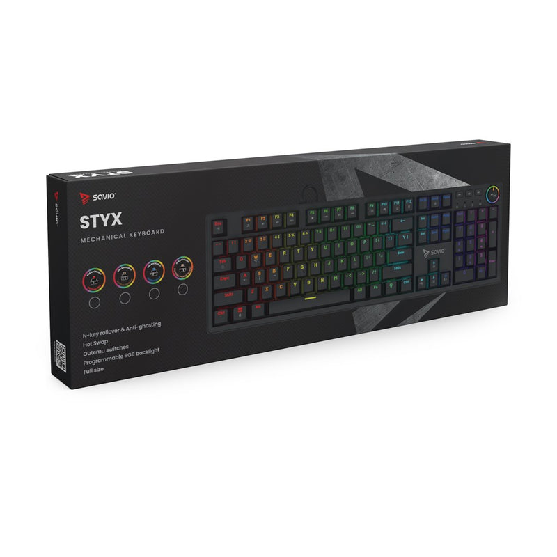 Savio STYX Outemu Blue, Hot Swap, RGB keyboard Gaming