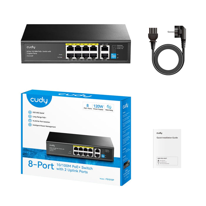 Cudy FS1010P network switch Fast Ethernet (10/100) Power over Ethernet (PoE) Black
