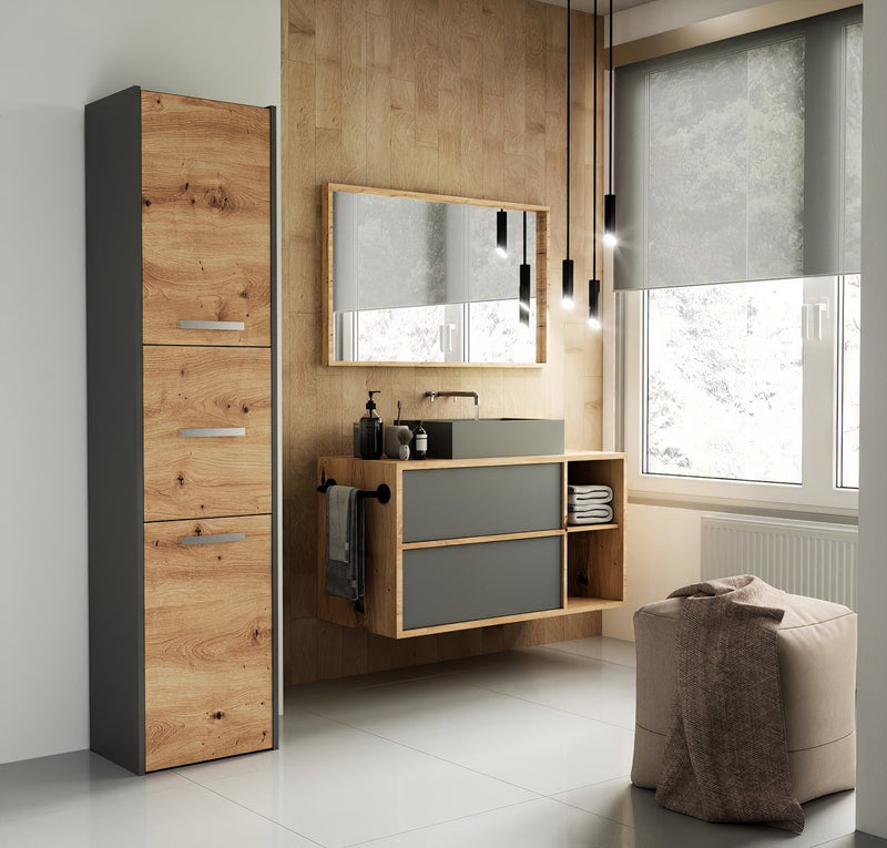 Topeshop S43 ANTRACYT/ARTISAN office bookcase
