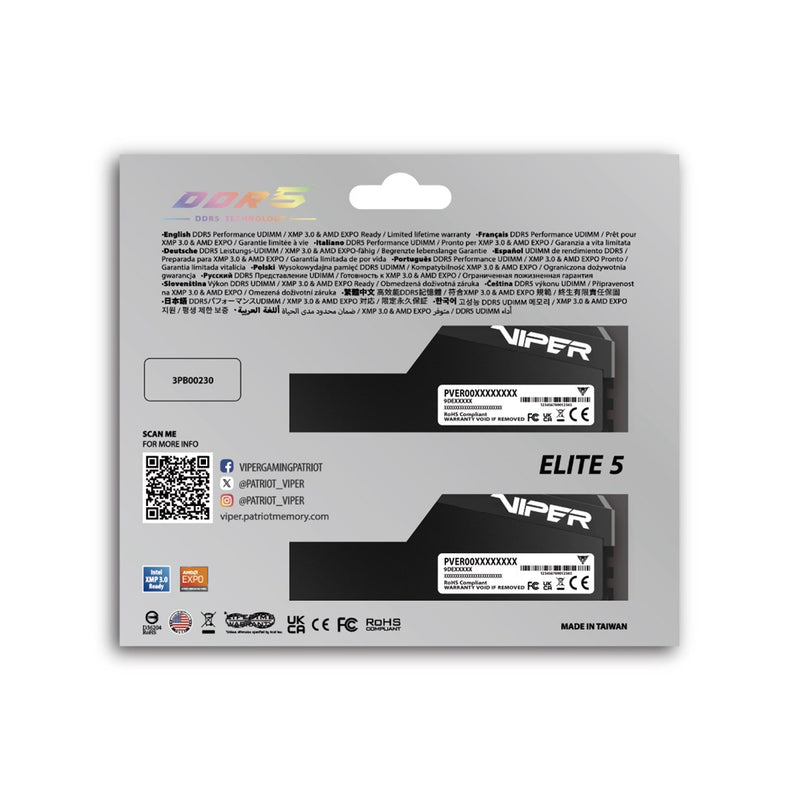 Patriot Viper Elite5 Ultra DDR5 96 GB (2x48GB) 6400MHz CL32 (VEU596G6432K)