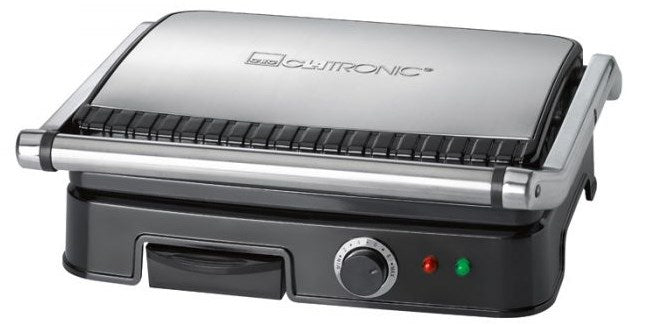 Clatronic KG 3487 Elektrogrill (2000W Tischgrill, Schwarz-Silber)
